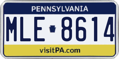 PA license plate MLE8614