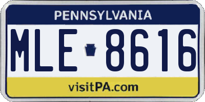 PA license plate MLE8616