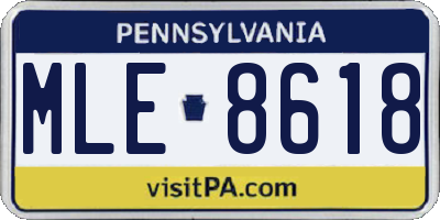 PA license plate MLE8618