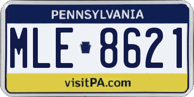 PA license plate MLE8621