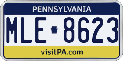 PA license plate MLE8623