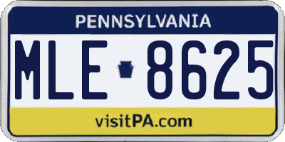 PA license plate MLE8625