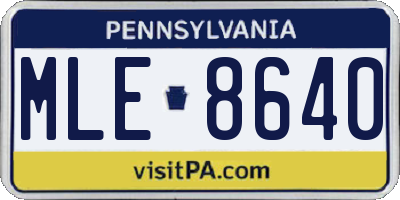 PA license plate MLE8640