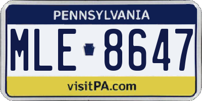 PA license plate MLE8647