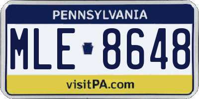 PA license plate MLE8648