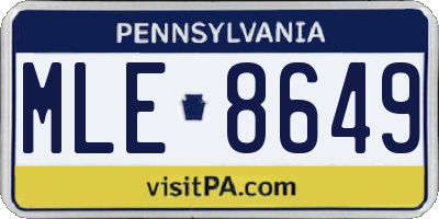 PA license plate MLE8649