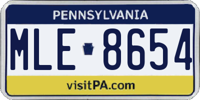 PA license plate MLE8654