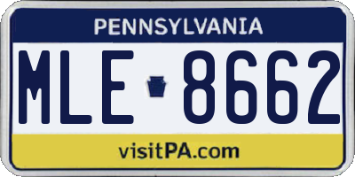 PA license plate MLE8662