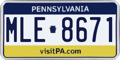 PA license plate MLE8671
