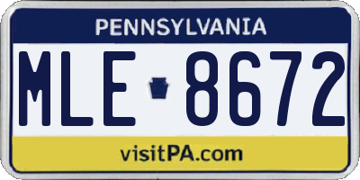 PA license plate MLE8672