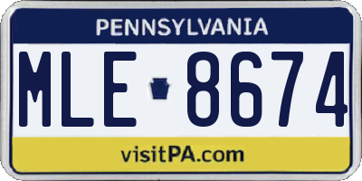 PA license plate MLE8674