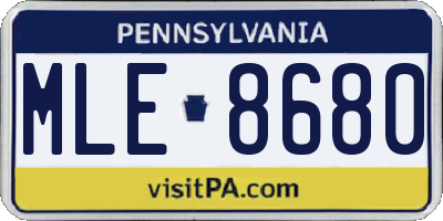 PA license plate MLE8680