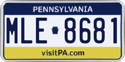 PA license plate MLE8681