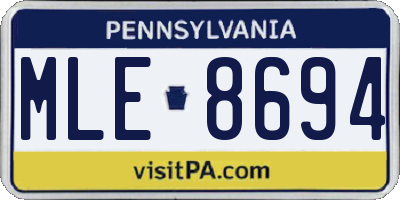 PA license plate MLE8694