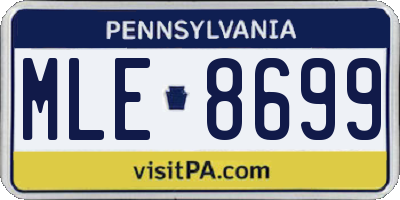 PA license plate MLE8699