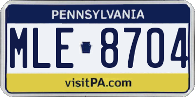 PA license plate MLE8704