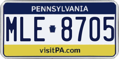 PA license plate MLE8705