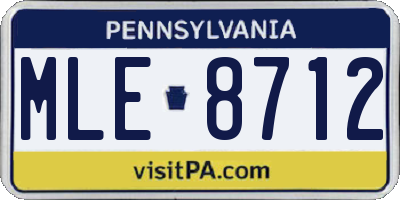 PA license plate MLE8712