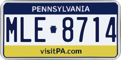 PA license plate MLE8714