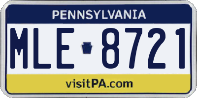 PA license plate MLE8721