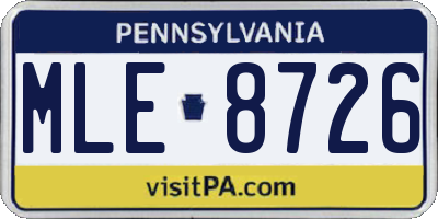 PA license plate MLE8726
