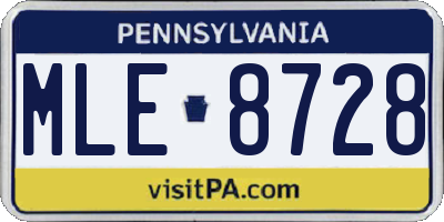 PA license plate MLE8728