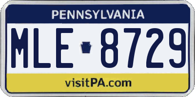 PA license plate MLE8729
