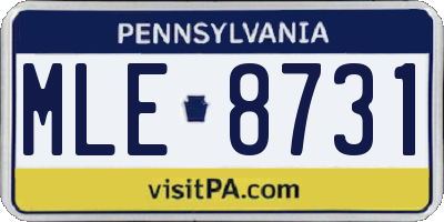 PA license plate MLE8731