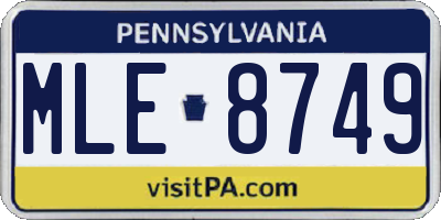 PA license plate MLE8749