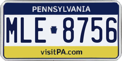 PA license plate MLE8756