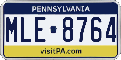PA license plate MLE8764