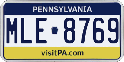 PA license plate MLE8769