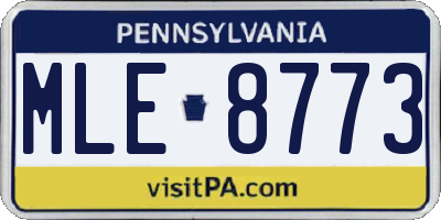 PA license plate MLE8773