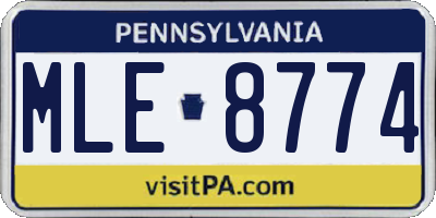 PA license plate MLE8774