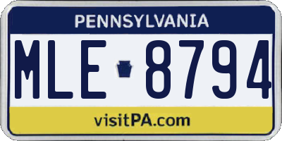 PA license plate MLE8794