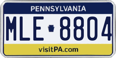 PA license plate MLE8804