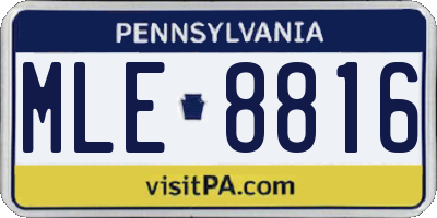 PA license plate MLE8816