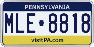 PA license plate MLE8818