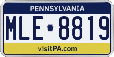 PA license plate MLE8819