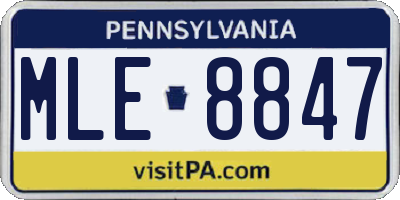 PA license plate MLE8847