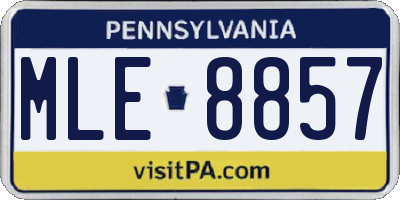 PA license plate MLE8857