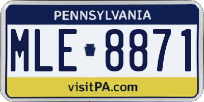 PA license plate MLE8871