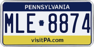 PA license plate MLE8874