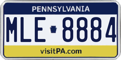 PA license plate MLE8884