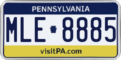 PA license plate MLE8885