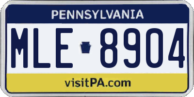 PA license plate MLE8904
