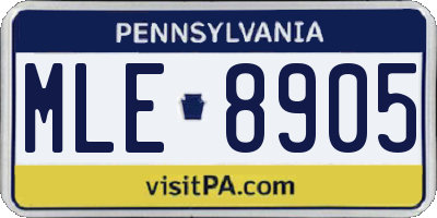 PA license plate MLE8905
