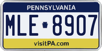 PA license plate MLE8907