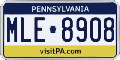 PA license plate MLE8908