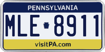PA license plate MLE8911